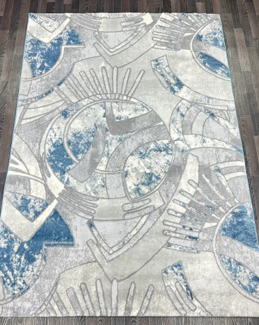 Ковер турецкий V133A Bojnord (PP Heatset Высокоплотный, серый, голубой)