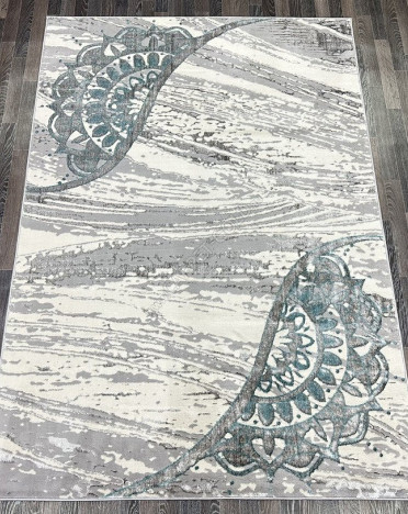 Ковер турецкий 0921A FAME (полиэстер хит сет, серый, голубой)