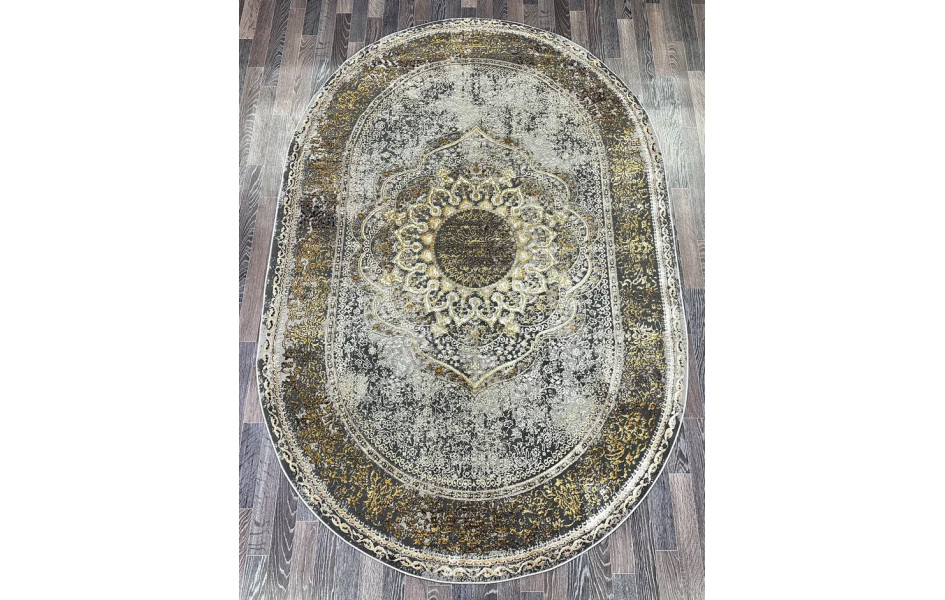 Ковер турецкий Lisa A3503A_IVORY MUSTARD овальный