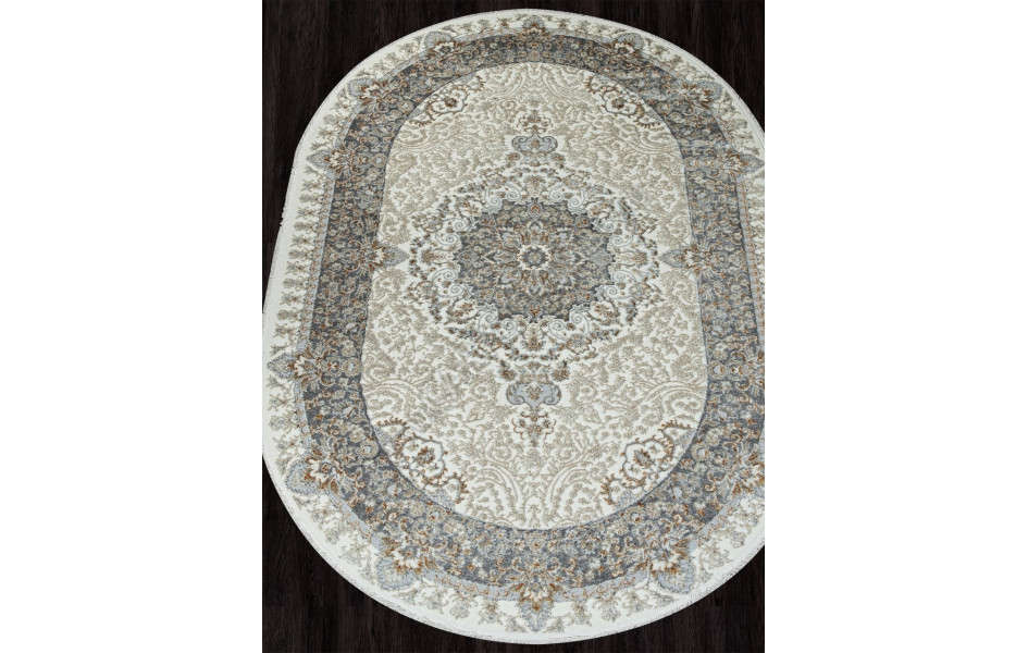 Ковер 06066A - GREY FDY / CREAM HB - Овал - коллекция SAHARA