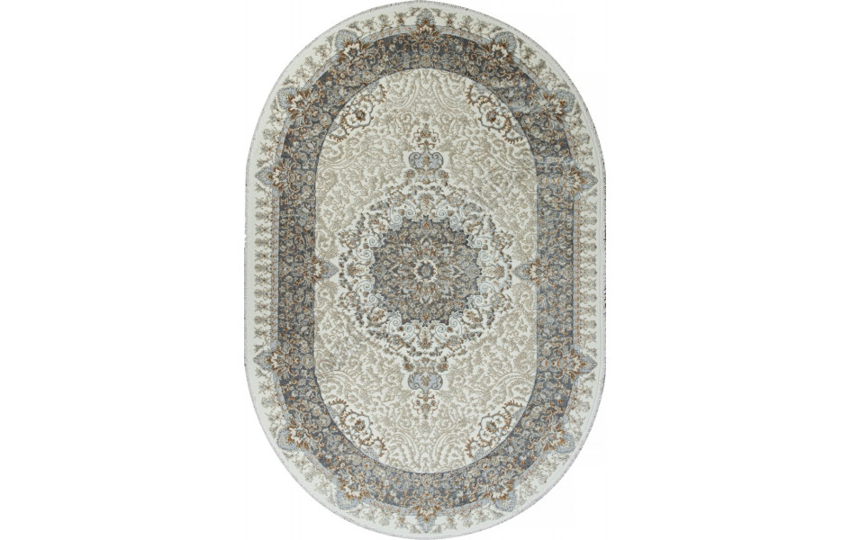 Ковер 06066A - GREY FDY / CREAM HB - Овал - коллекция SAHARA
